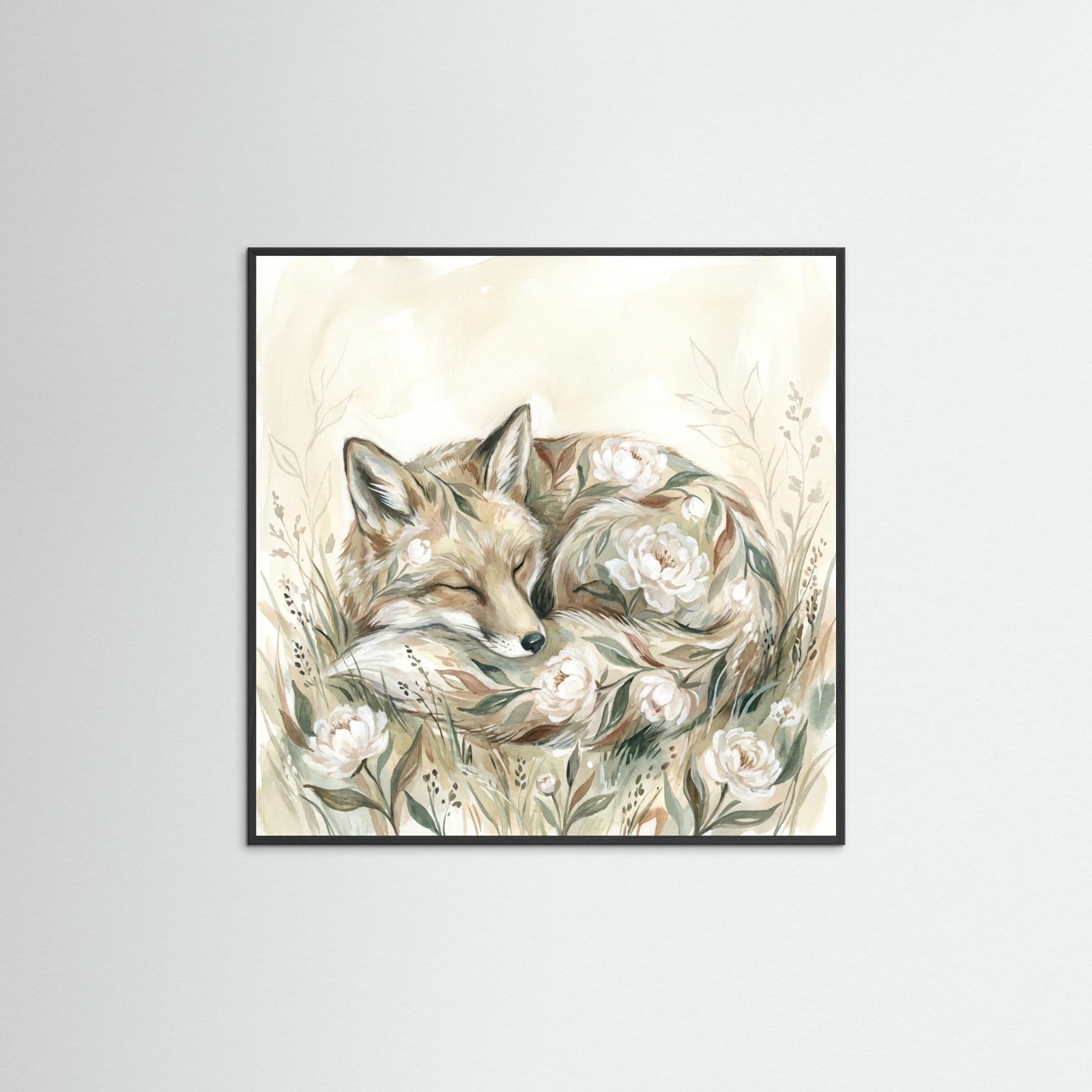 Black Wood Square Floral Embrace