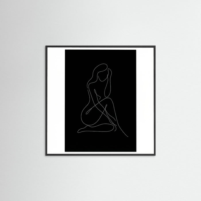 Black Wood Square Fluid Contours Black