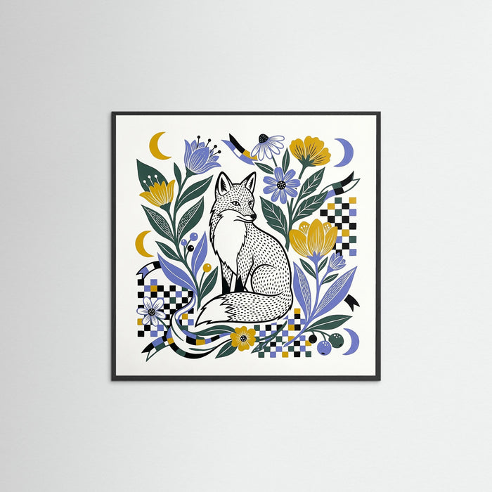 Black Wood Square Folk Pattern Garden