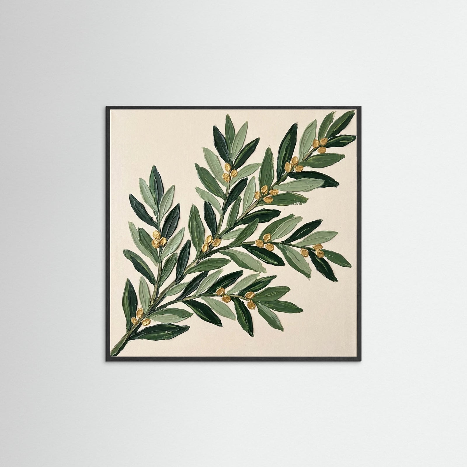 Black Wood Square Gilded Wreath