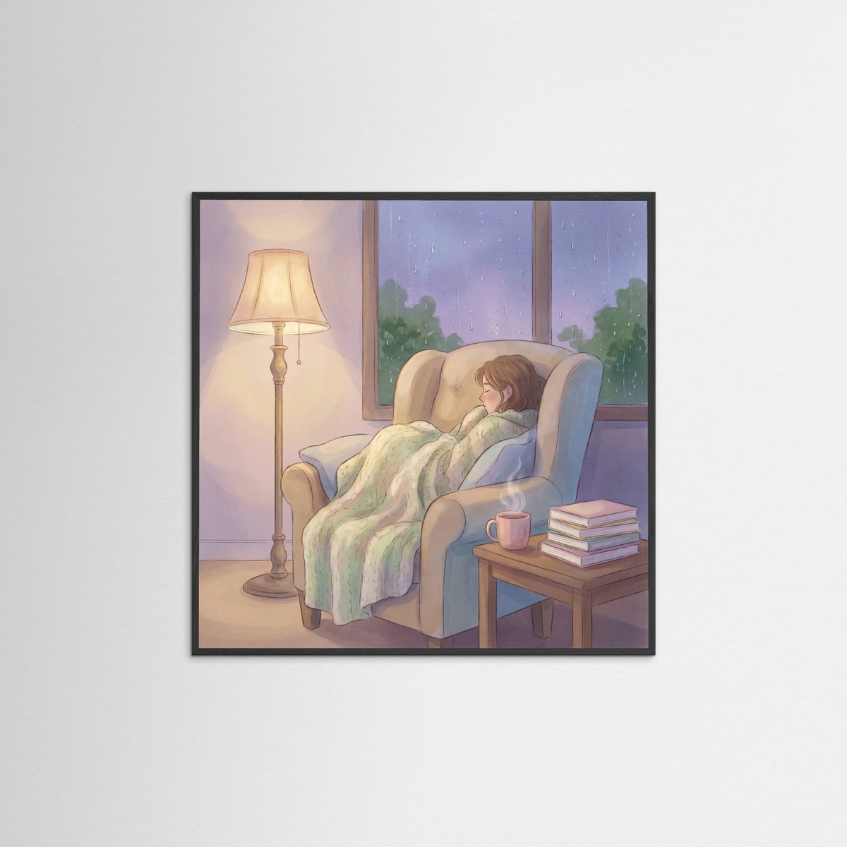 Black Wood Square Moonlit Bathtime