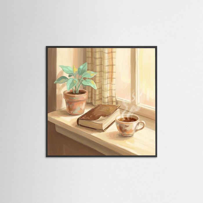 Black Wood Square Morning Cafe Scene