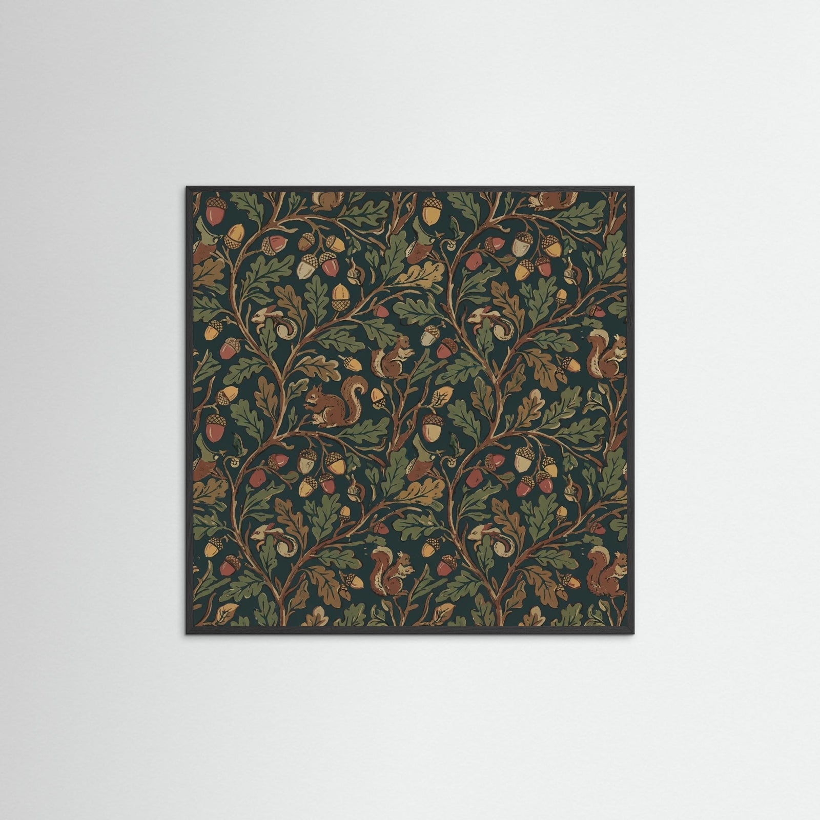 Black Wood Square Morrisian Bloom