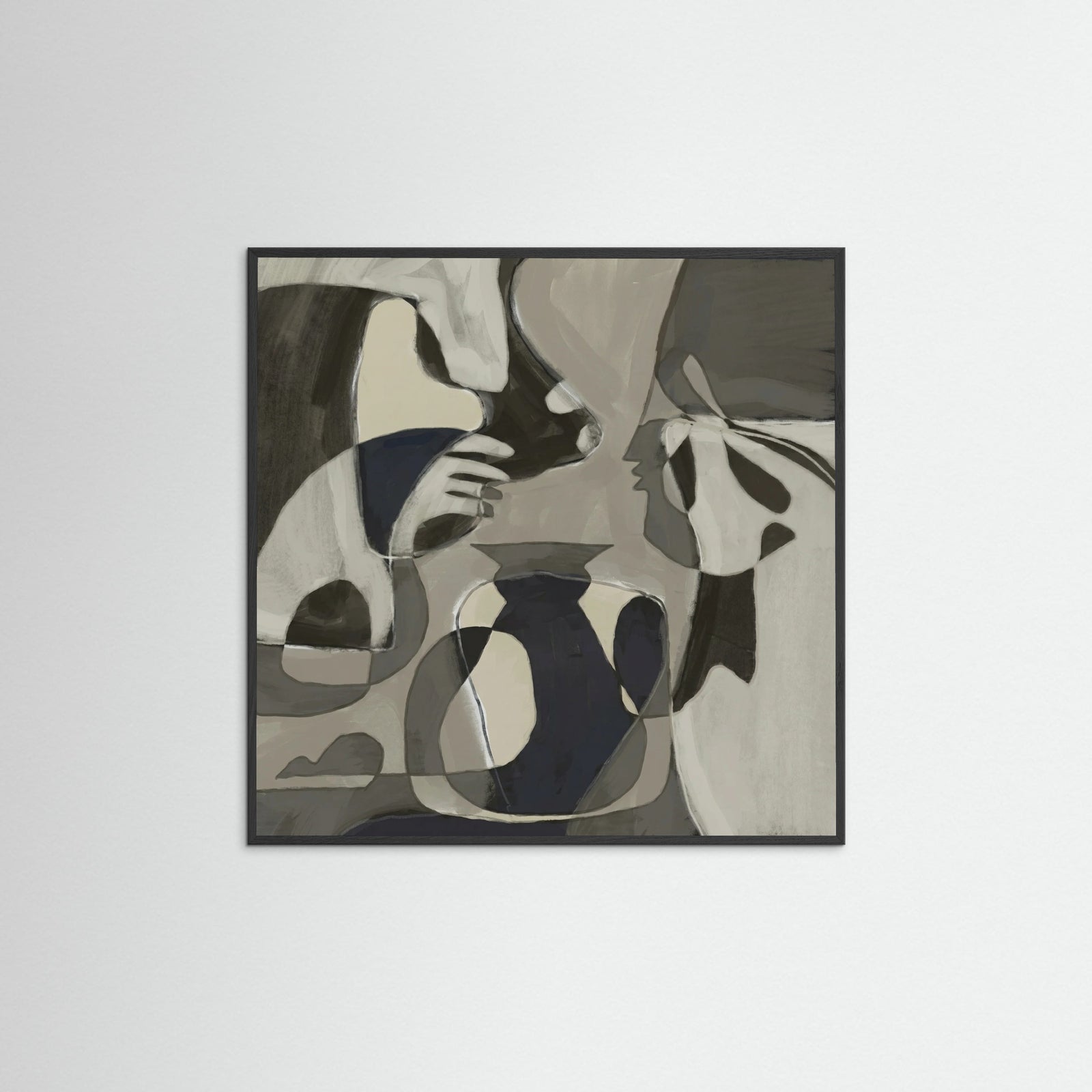 Black Wood Square Muted Organic Forms