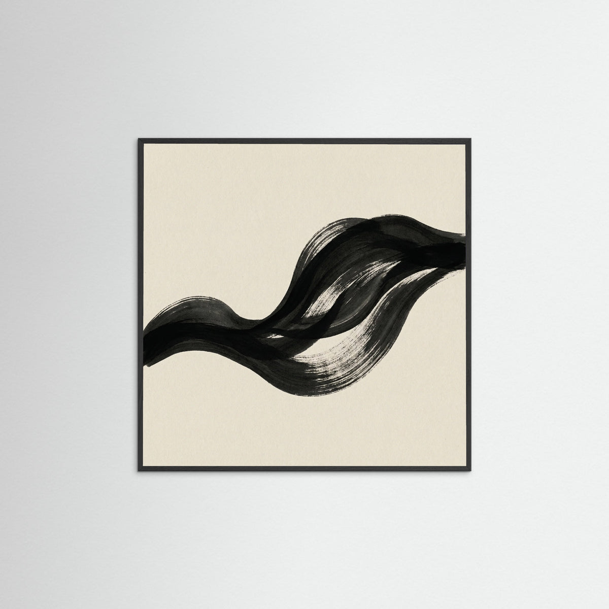 Black Wood Square Organic Forms Beige