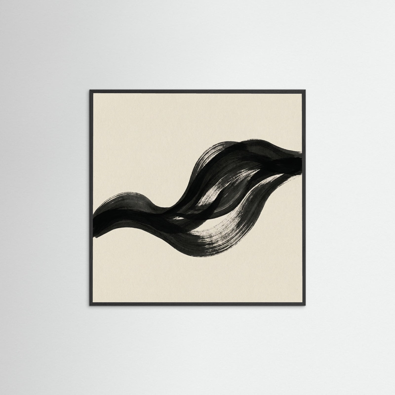 Black Wood Square Organic Forms Beige