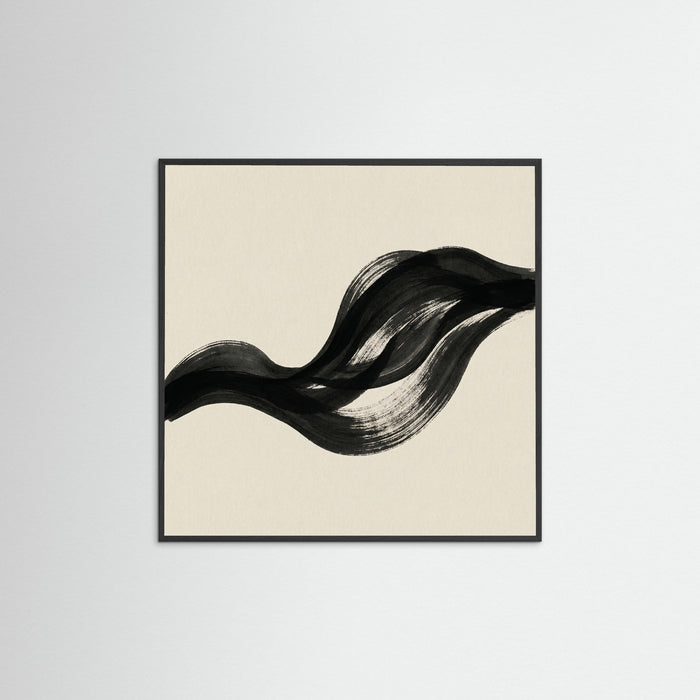 Black Wood Square Organic Forms Beige