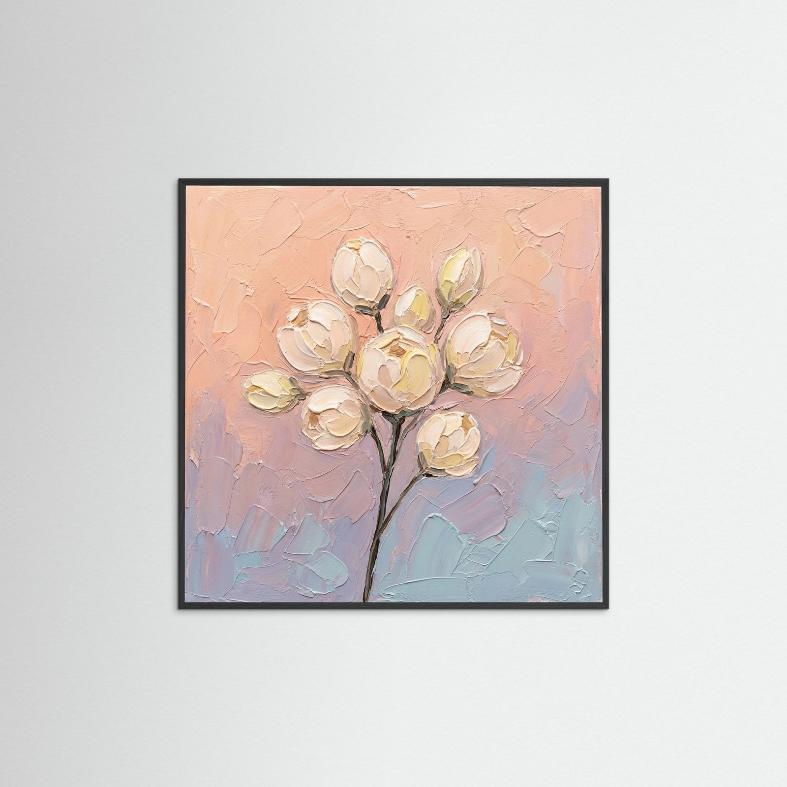 Black Wood Square Pastel Bloom Serenity