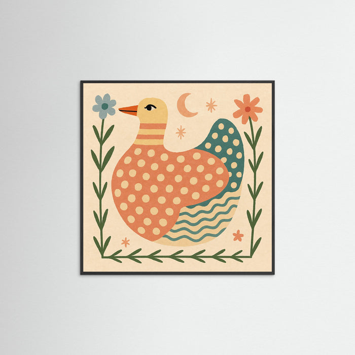 Black Wood Square Patterned Duck