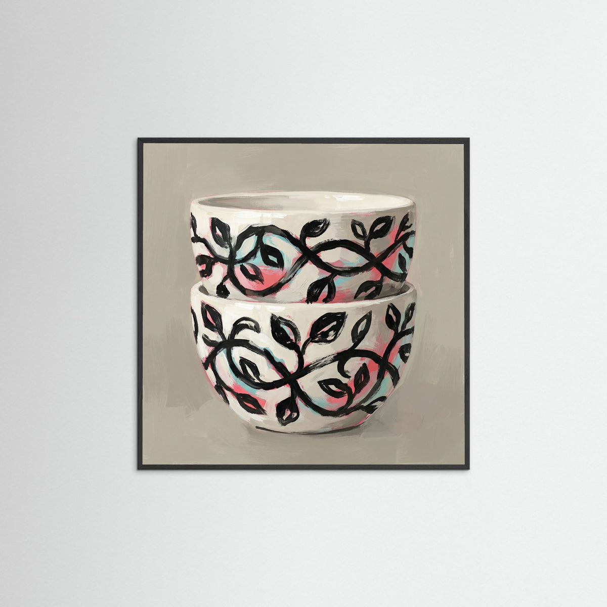 Black Wood Square Patterned Vessel Bloom