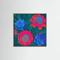 Black Wood Square Pop Art Blooms