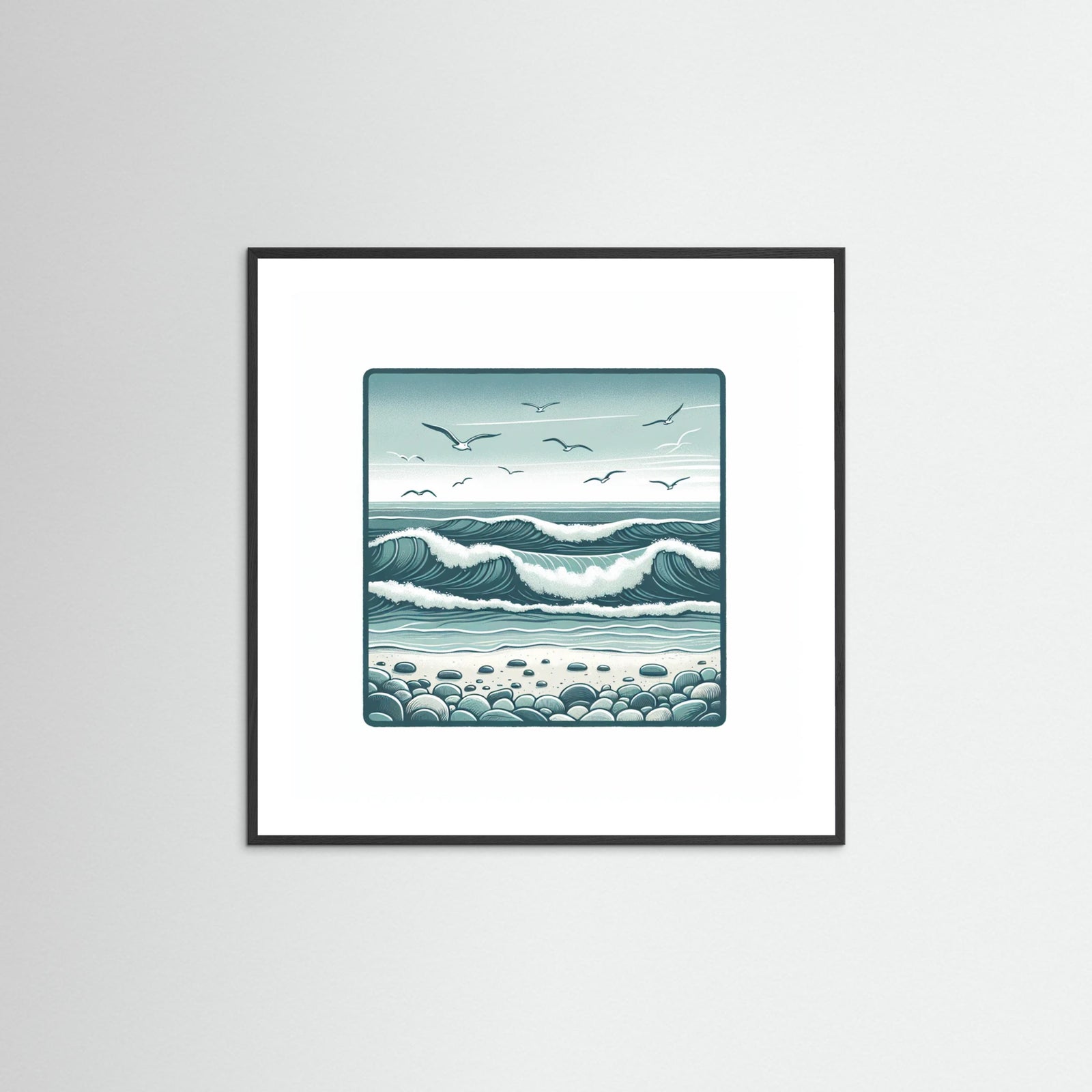 Black Wood Square Silent Waves