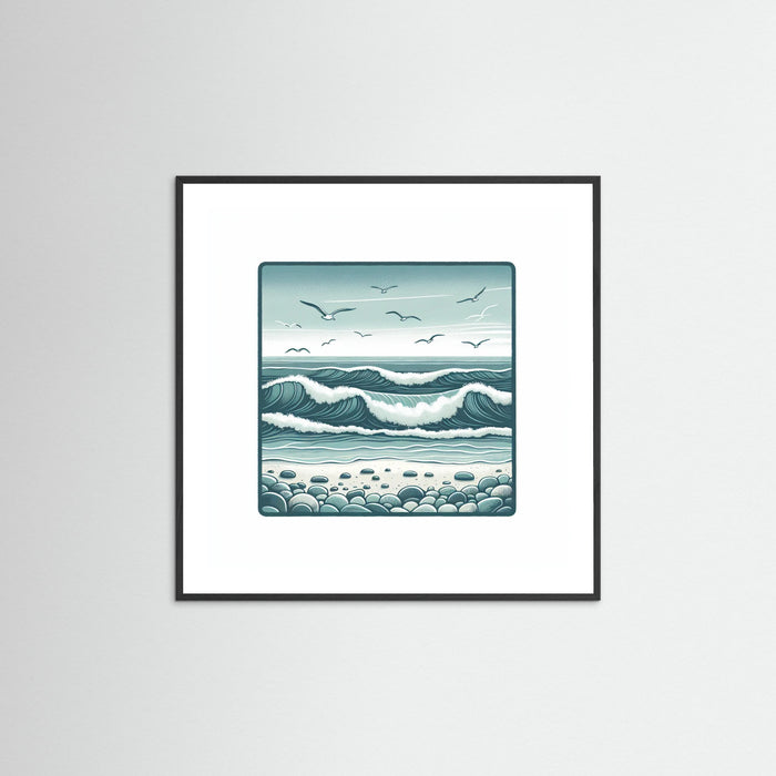 Black Wood Square Silent Waves