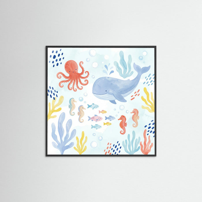 Black Wood Square Whimsical Jungle Friends