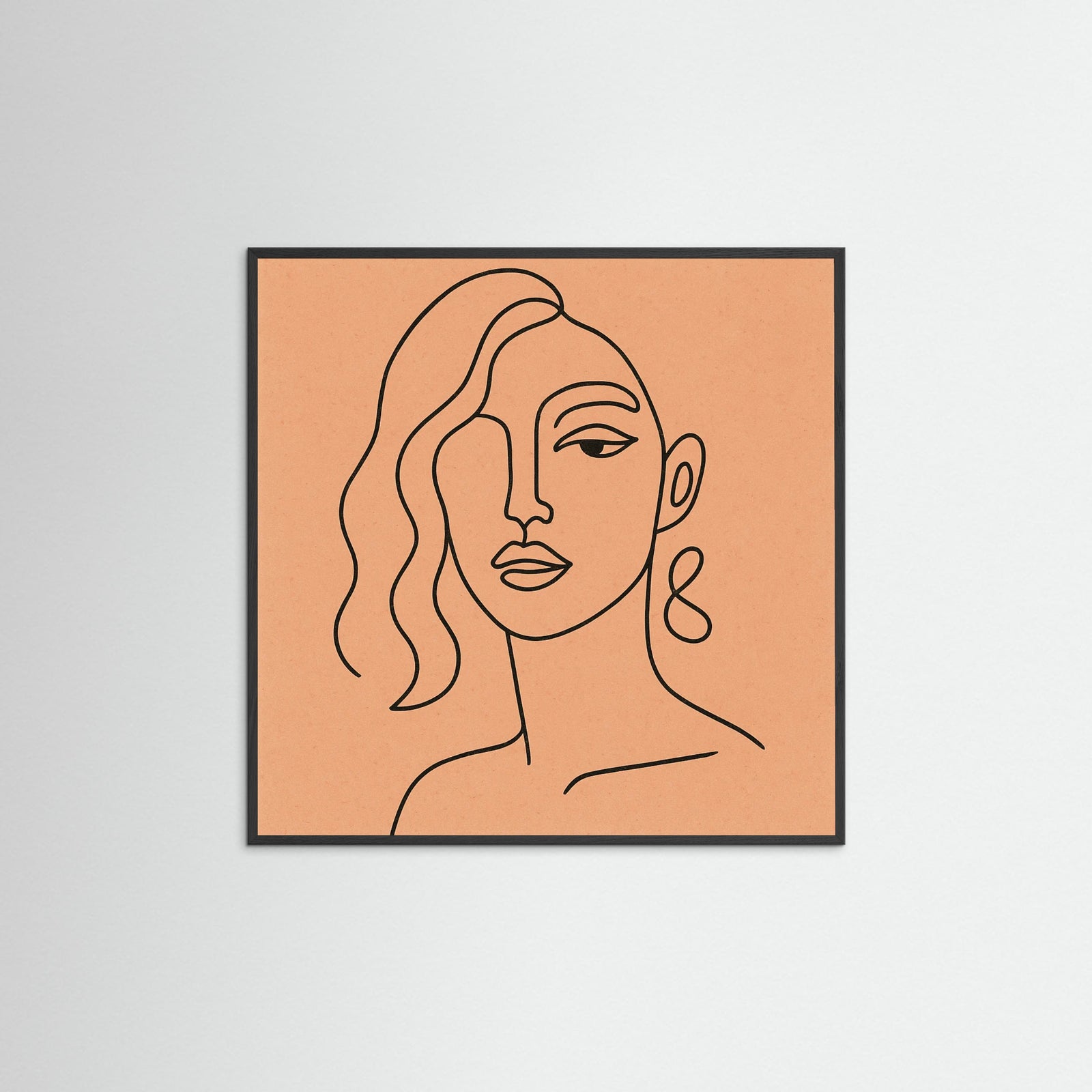 Black Wood Square Whimsical Lines