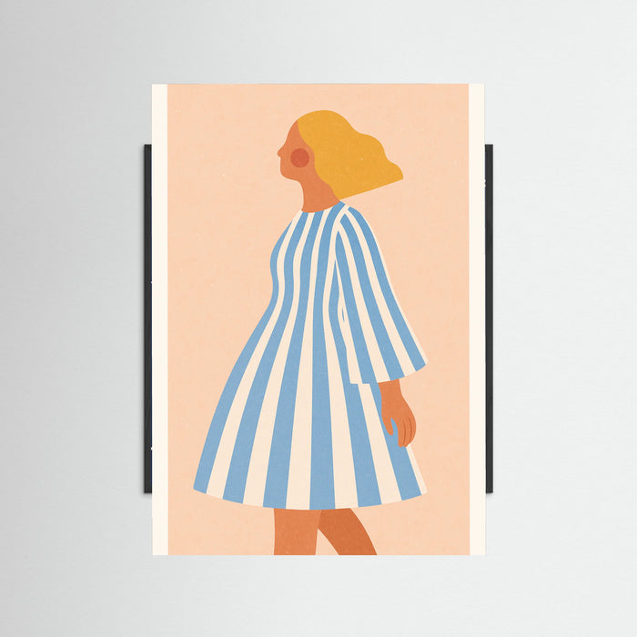 Black Wood Striped Dress Woman