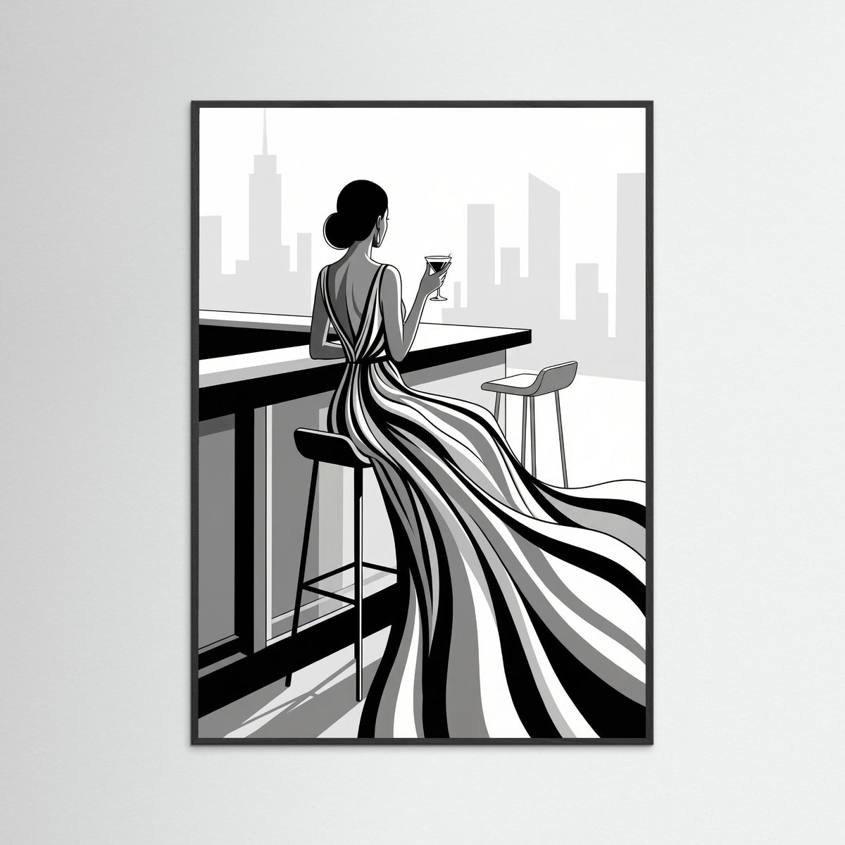 Black Wood Striped Elegance