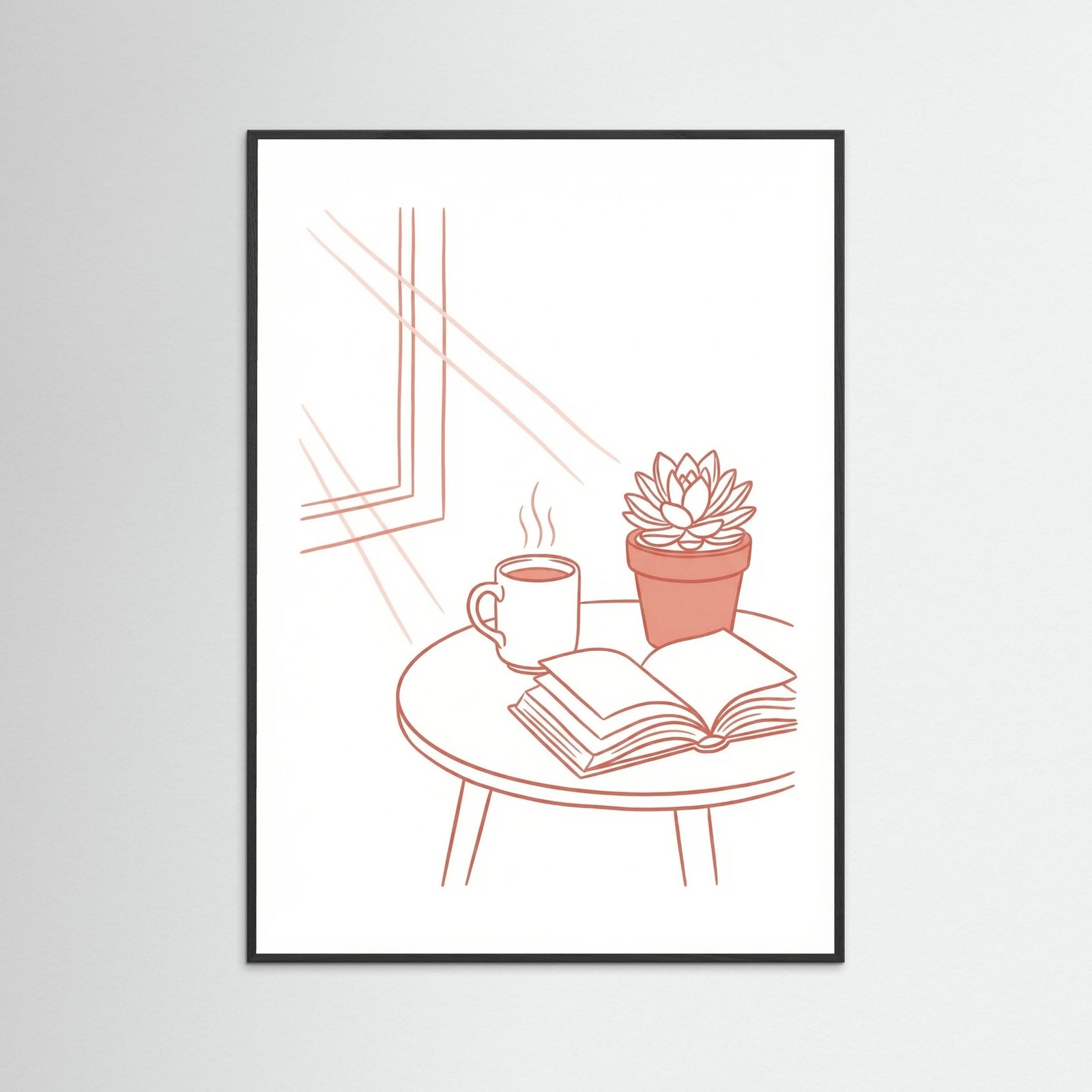 Black Wood Table Setting Sketch