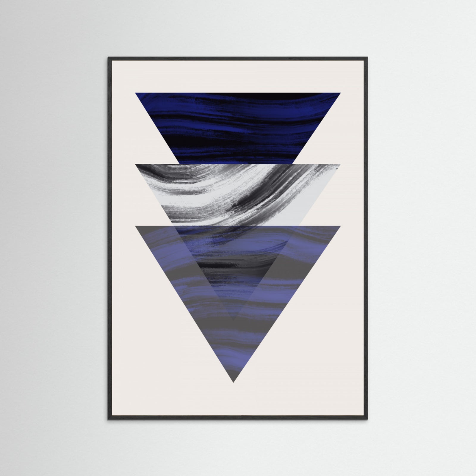 Black Wood Three Triangular Geometric Poster