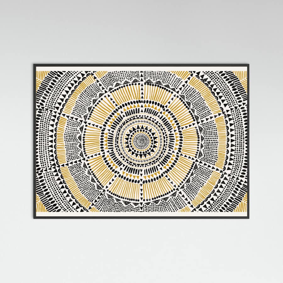 Black Wood Tribal Sun Poster