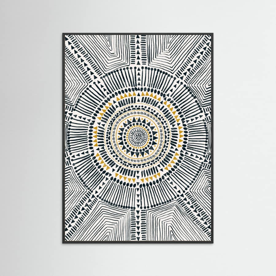 Black Wood Tribal Sun Poster
