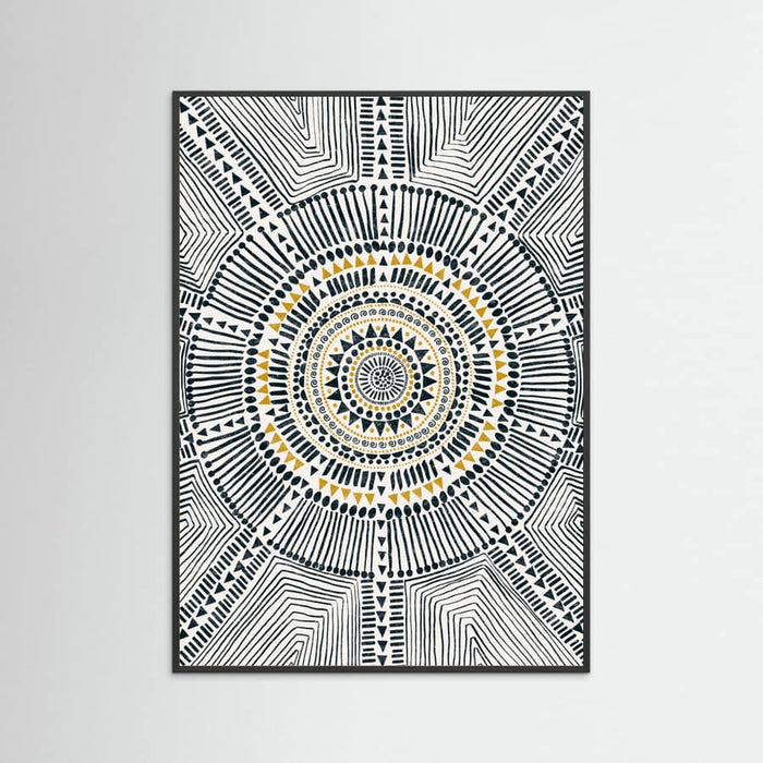 Black Wood Tribal Sun Poster