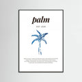 Tropical Palm Tree Poster | Aesthetic Blue Decor with Modern Coastal Style – plakat og kunsttryk