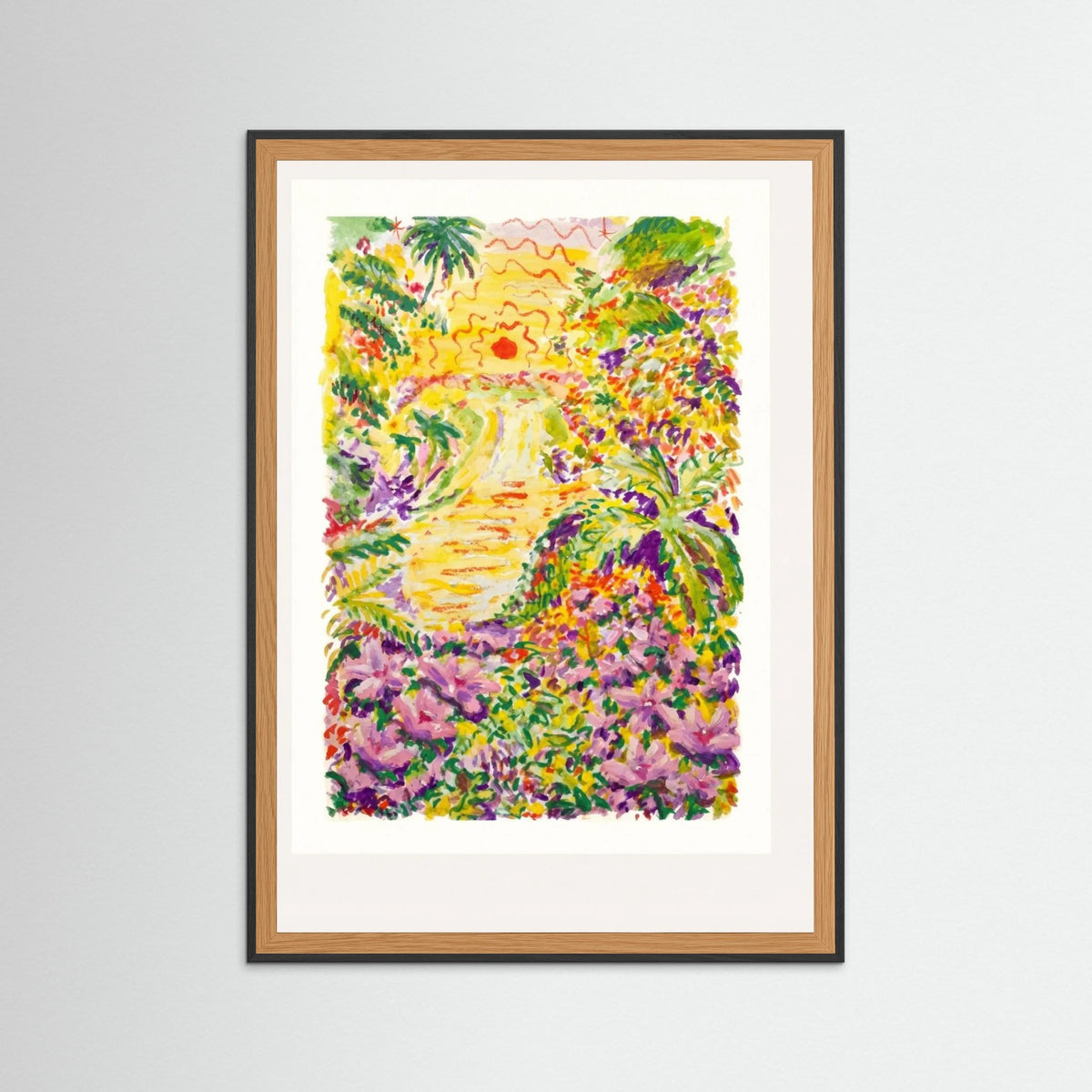 Black Wood Tropical Sunset Radiance