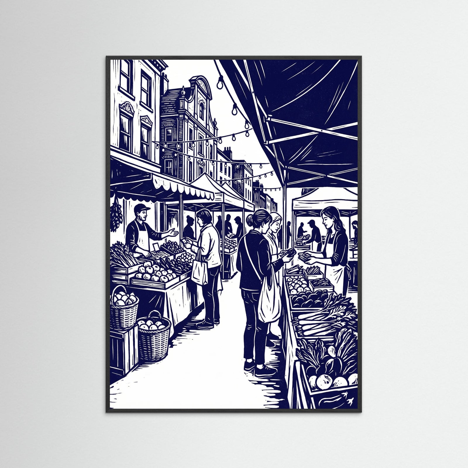 Black Wood Urban Street Etching