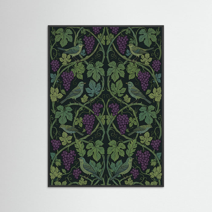 Black Wood Verdant Bloom Pattern