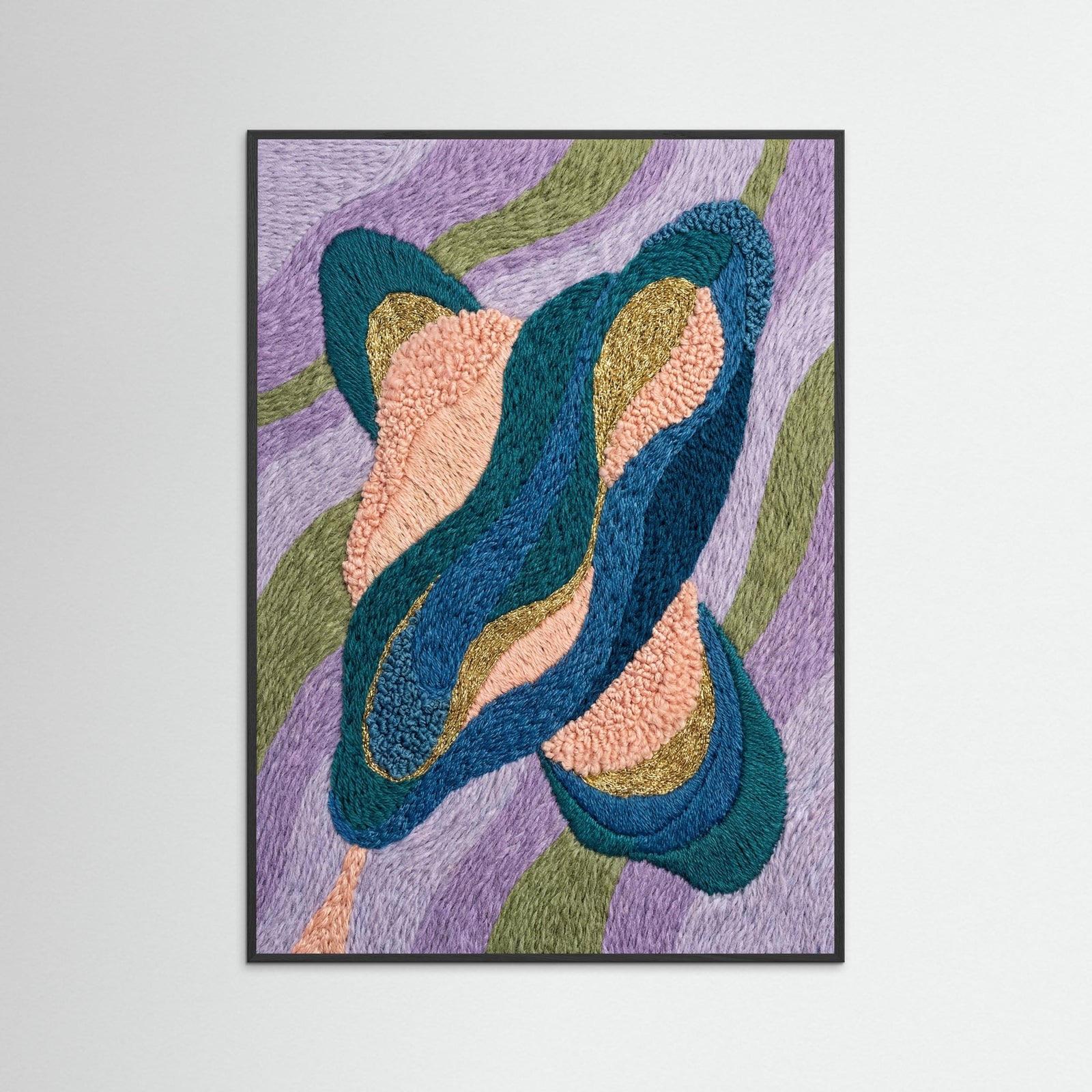 Black Wood Vibrant Abstract Stitch