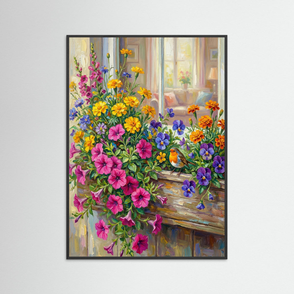 Black Wood Vibrant Blooms