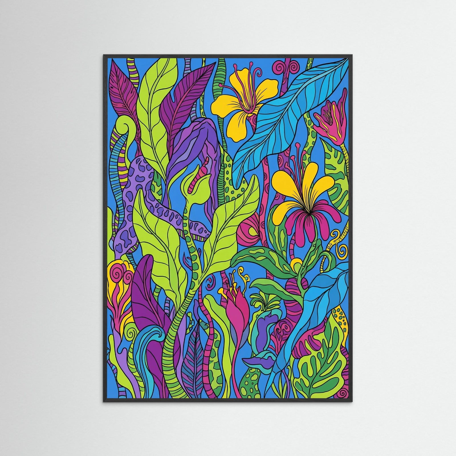 Black Wood Vibrant Botanical Whimsy