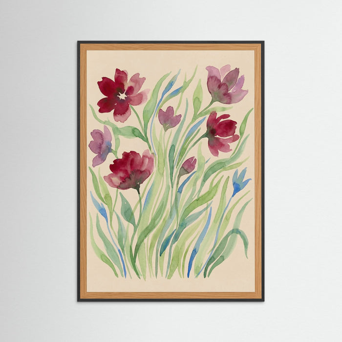 Black Wood Vibrant Floral Swirl