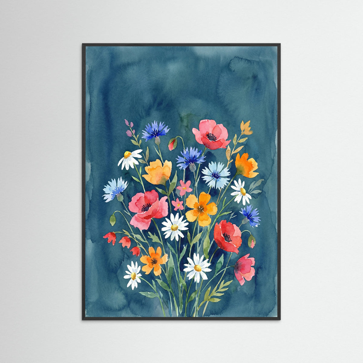 Black Wood Vibrant Floral Vase