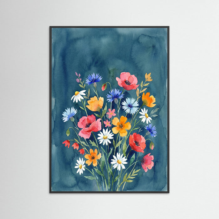 Black Wood Vibrant Floral Vase