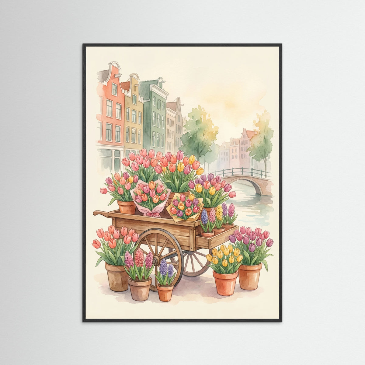 Black Wood Vibrant Market Flowers