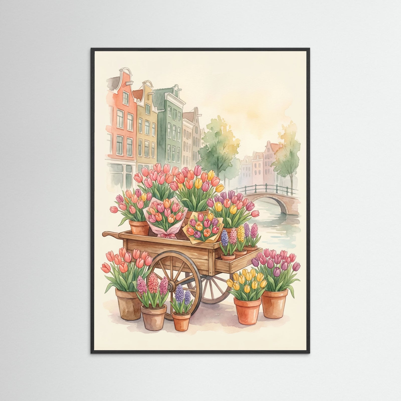 Black Wood Vibrant Market Flowers
