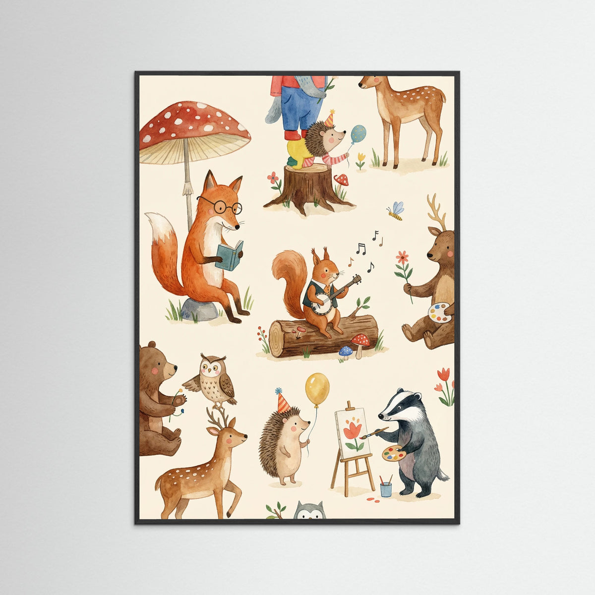 Black Wood Whimsical Alphabet Beige