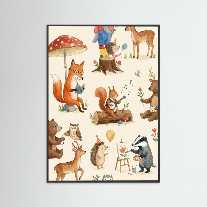Black Wood Whimsical Alphabet Beige