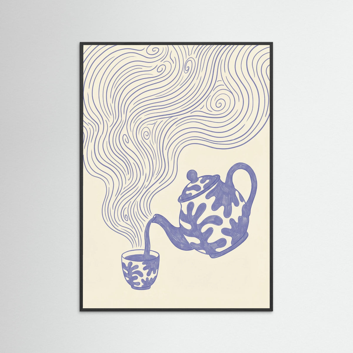 Black Wood Whimsical Coffee Swirls