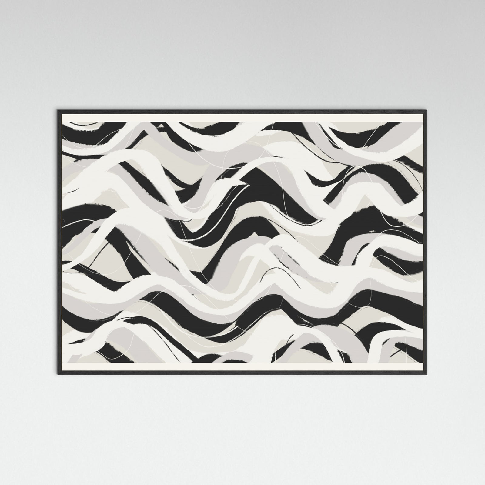Black Wood White Black Waves Pattern Square Poster