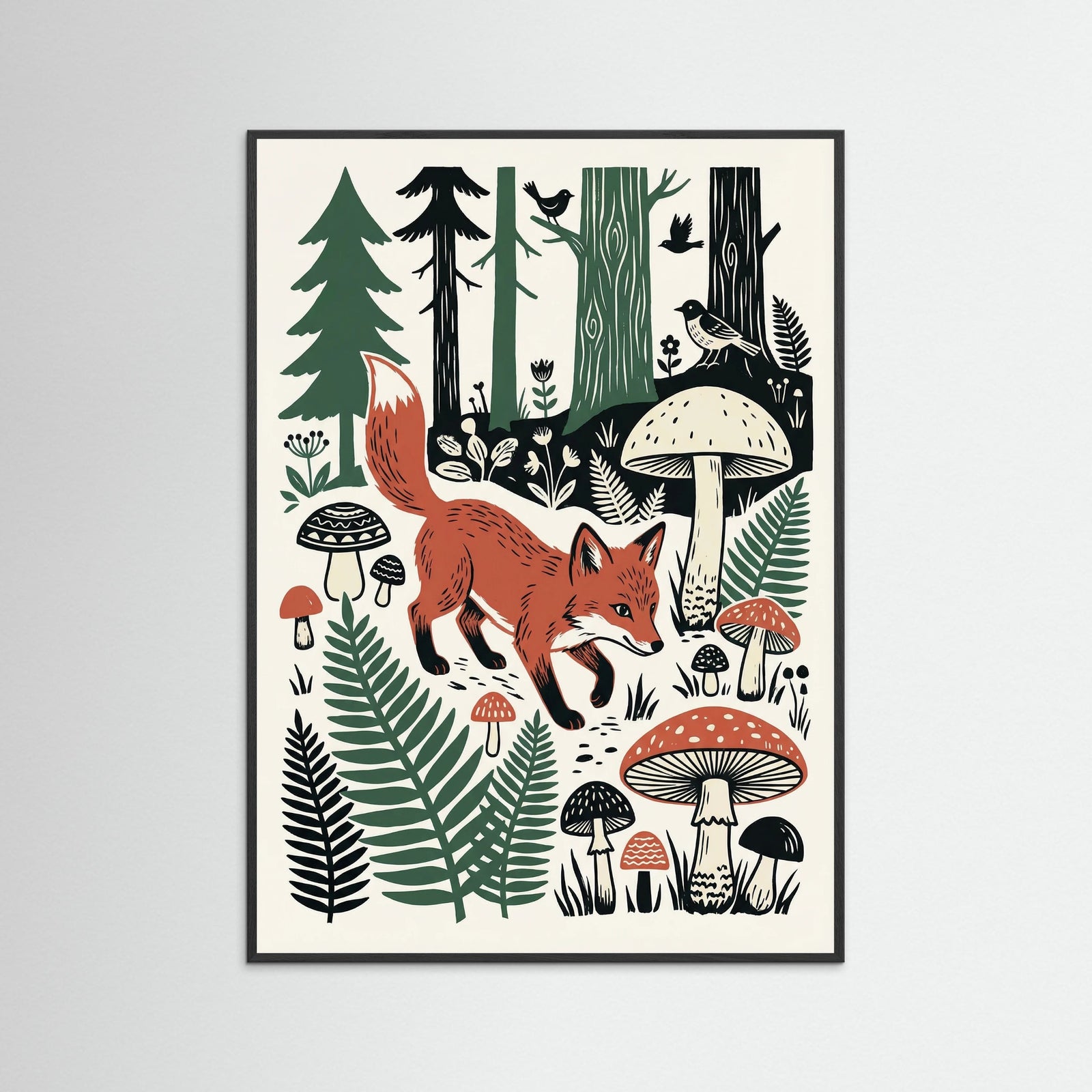 Black Wood Woodland Folk Art