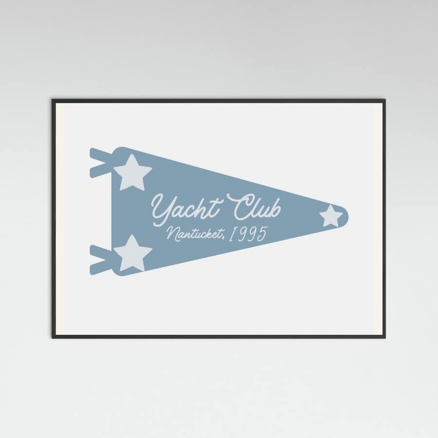 Yacht Club Blue Pennant Poster – plakat og kunsttryk