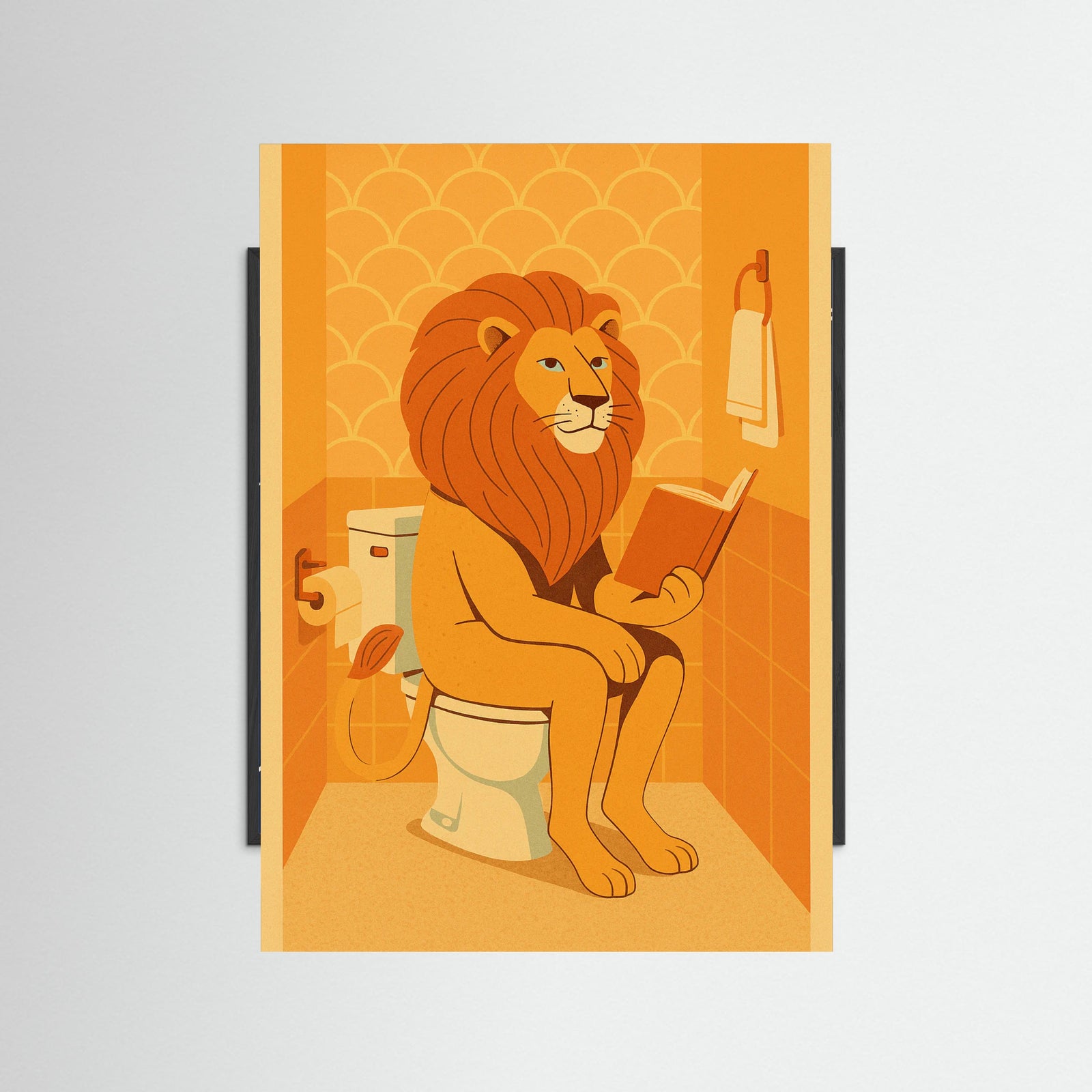 Black Wood lion in Bathroom