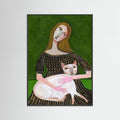 vintage lady with white cat Poster – poster and art print