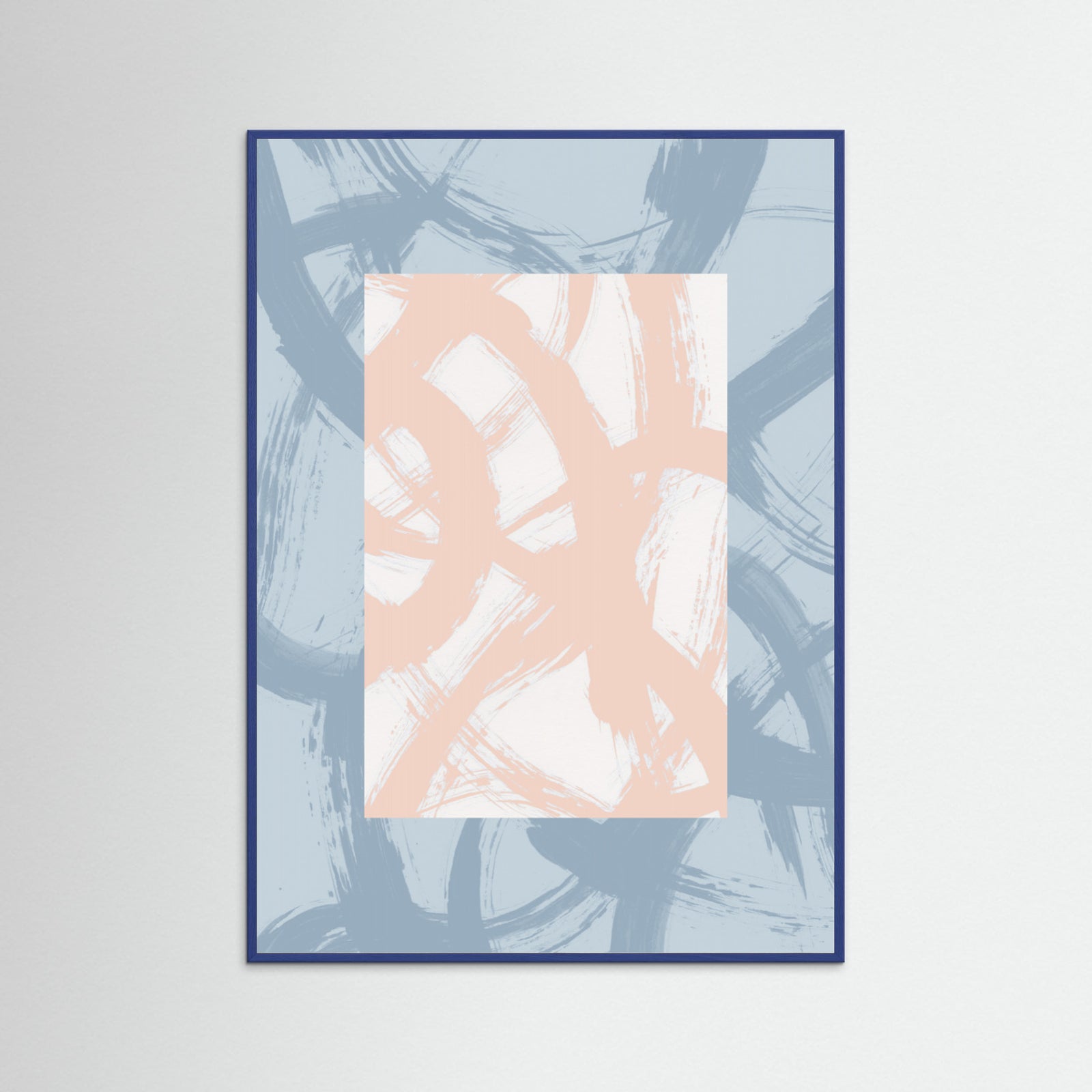 Blue Wood Abstract Brush Strokes 98A Poster