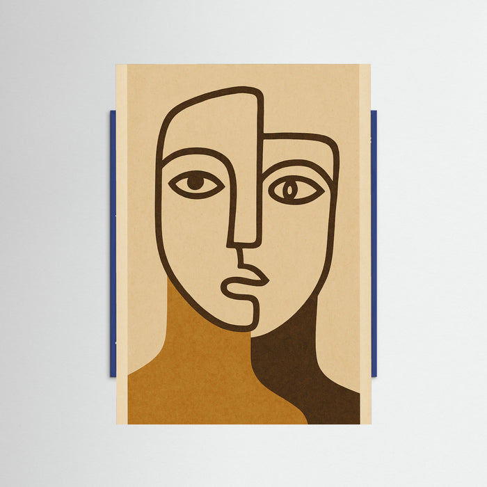 Blue Wood Abstract Face