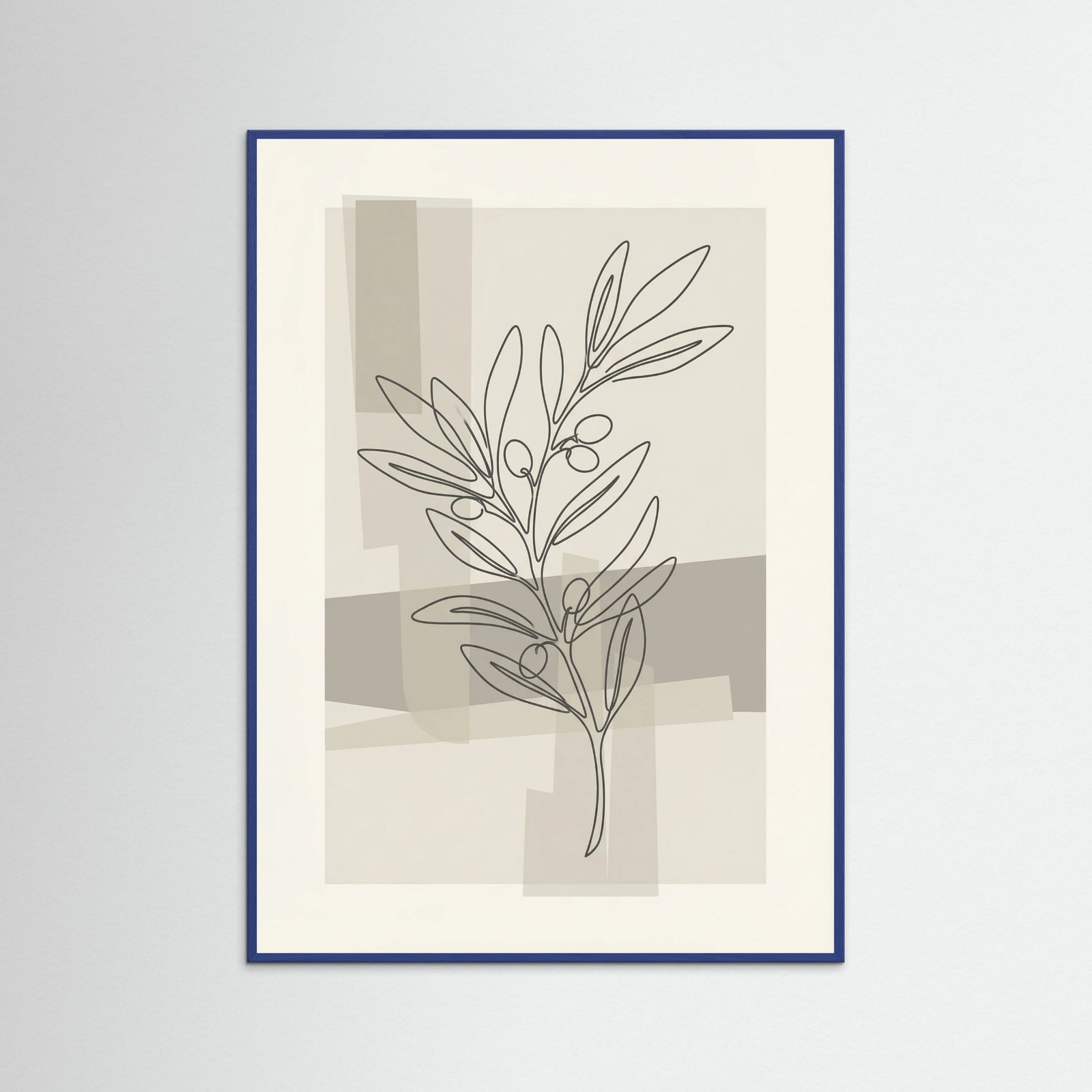 Blue Wood Abstract Floral Contour