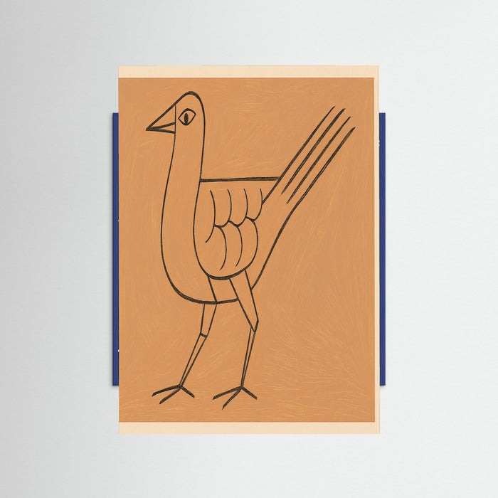 Blue Wood Abstract Line Figure